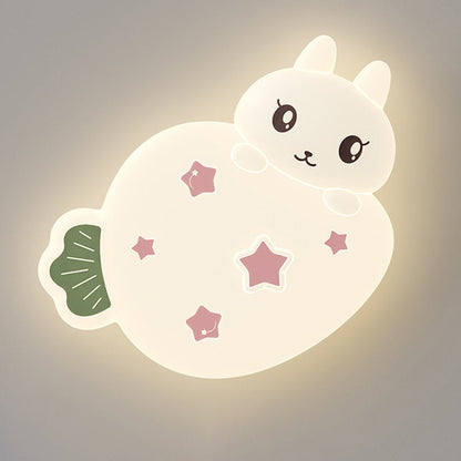 Contemporary Creative Cartoon Strawberry Rabbit LED Flush Mount Ceiling Light For Living Room