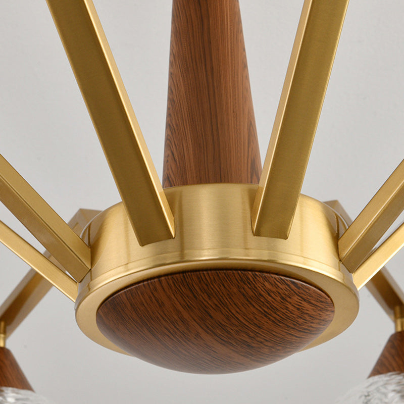 Contemporary Luxury Iron Frame Glass Round Shade LED Chandelier For Living Room
