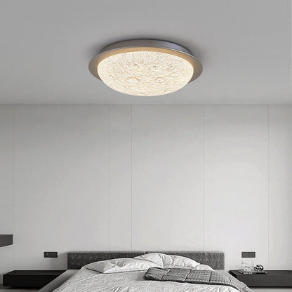 Contemporary Luxury Platinum Crystal Lunar Crater Texture LED Flush Mount Ceiling Light For Living Room