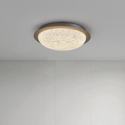 Contemporary Luxury Platinum Crystal Lunar Crater Texture LED Flush Mount Ceiling Light For Living Room