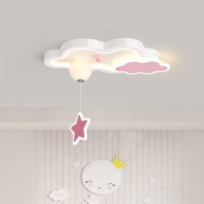 Contemporary Creative Cartoon Cloud Star Iron Acrylic LED Flush Mount Ceiling Light For Living Room