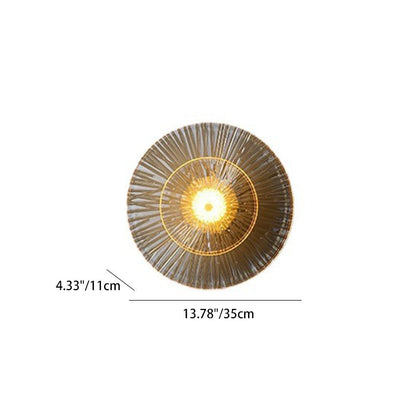 Contemporary Luxury Brass Geometric Disc Glass Lotus Leaf Design LED Wall Sconce Lamp For Bedroom