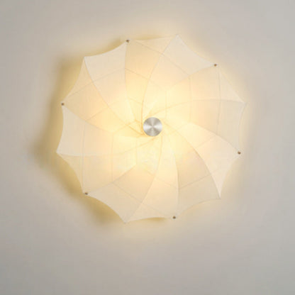 Contemporary Creative Rotating & Scaling Flower Fabric Shade Hardware 1-Light Wall Sconce Lamp For Dining Room