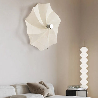Contemporary Creative Rotating & Scaling Flower Fabric Shade Hardware 1-Light Wall Sconce Lamp For Dining Room