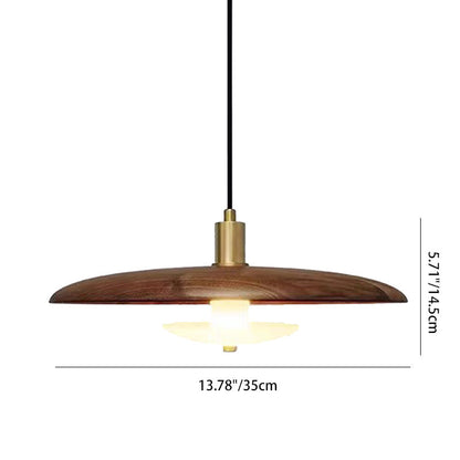 Modern Minimalist Marble Solid Wood Flying Saucer 1-Light Pendant Light For Living Room