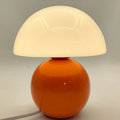 Contemporary Nordic Glass Semicircle Shade Ceramic Base 1-Light Table Lamp For Bedroom