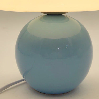 Contemporary Nordic Glass Semicircle Shade Ceramic Base 1-Light Table Lamp For Bedroom