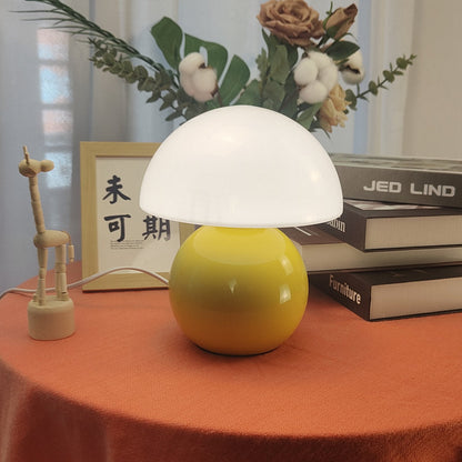 Contemporary Nordic Glass Semicircle Shade Ceramic Base 1-Light Table Lamp For Bedroom