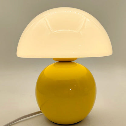 Contemporary Nordic Glass Semicircle Shade Ceramic Base 1-Light Table Lamp For Bedroom