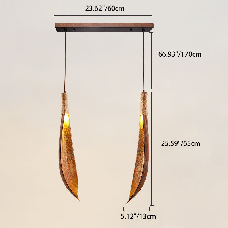 Contemporary Creative Cocoa Leaf 1/2/3-Light Pendant Light Island Light For Dining Room