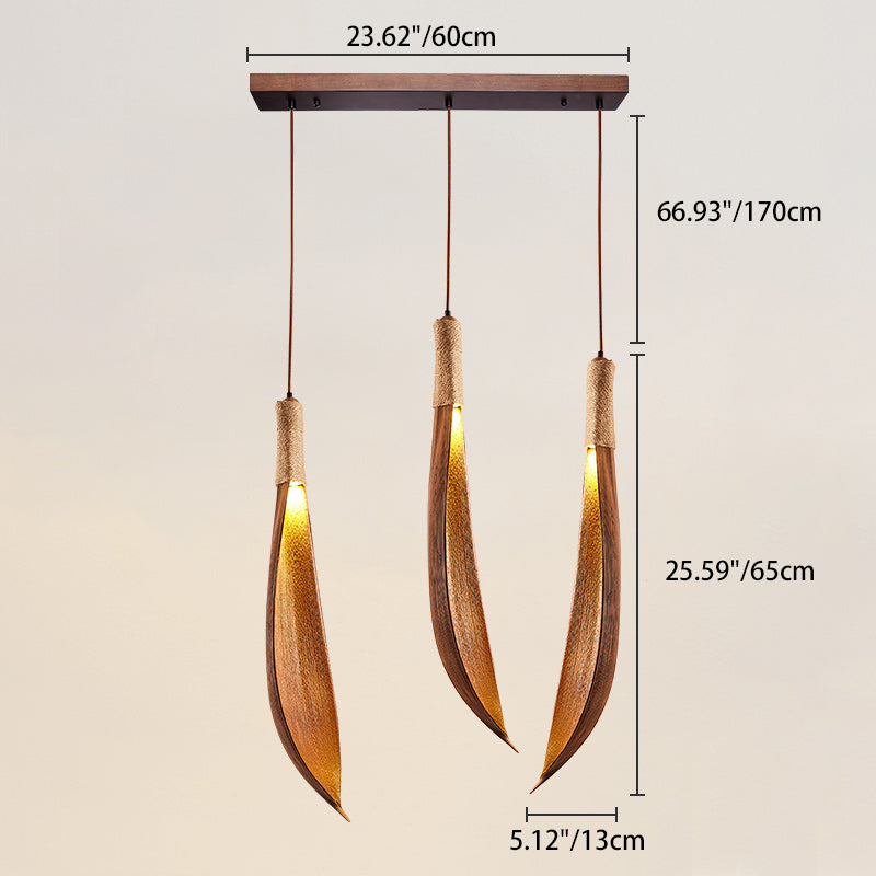 Contemporary Creative Cocoa Leaf 1/2/3-Light Pendant Light Island Light For Dining Room