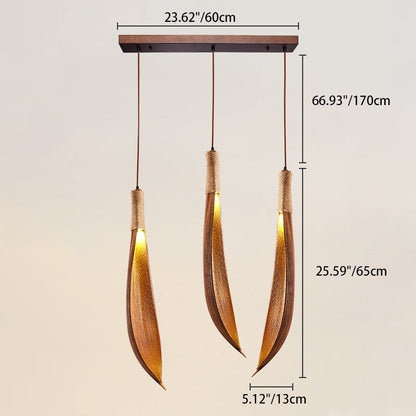 Contemporary Creative Cocoa Leaf 1/2/3-Light Pendant Light Island Light For Dining Room