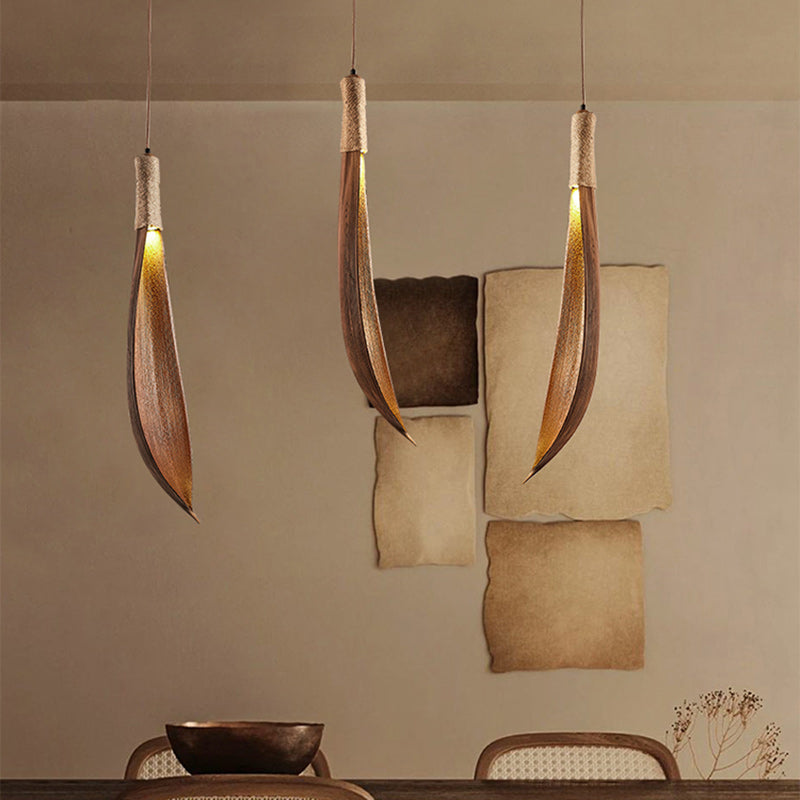 Contemporary Creative Cocoa Leaf 1/2/3-Light Pendant Light Island Light For Dining Room