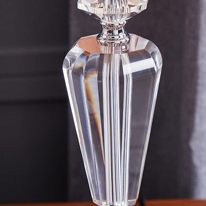 Traditional European Pleated Fabric Round Shade Crystal Base 1-Light Table Lamp For Bedroom