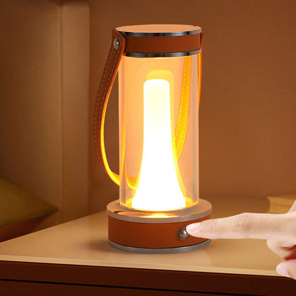 Modern Simplicity Waterproof Aluminum Cylinder Leather Portable LED Outdoor Camping Light For Garden