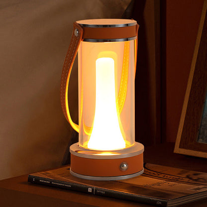 Modern Simplicity Waterproof Aluminum Cylinder Leather Portable LED Outdoor Camping Light For Garden