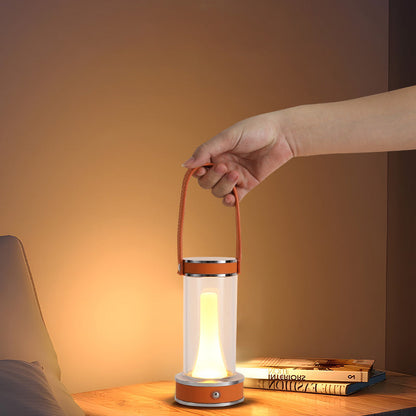 Modern Simplicity Waterproof Aluminum Cylinder Leather Portable LED Outdoor Camping Light For Garden