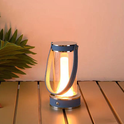Modern Simplicity Waterproof Aluminum Cylinder Leather Portable LED Outdoor Camping Light For Garden