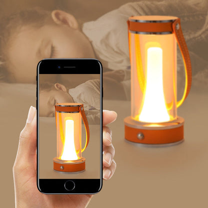 Modern Simplicity Waterproof Aluminum Cylinder Leather Portable LED Outdoor Camping Light For Garden