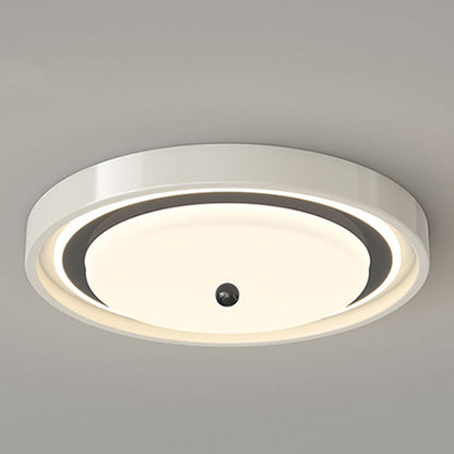 Modern Minimalist Hardware PVC Walnut Wood Grain LED Flush Mount Ceiling Light For Living Room