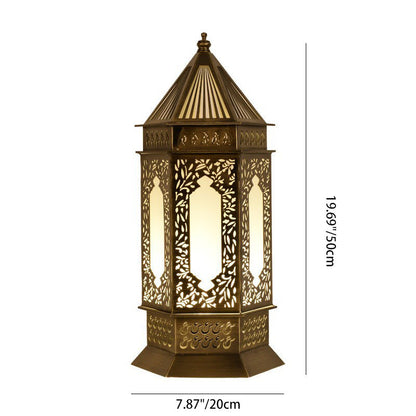 Traditional Chinese Hollow Carved Palace Zinc Alloy 1-Light Table Lamp For Bedroom