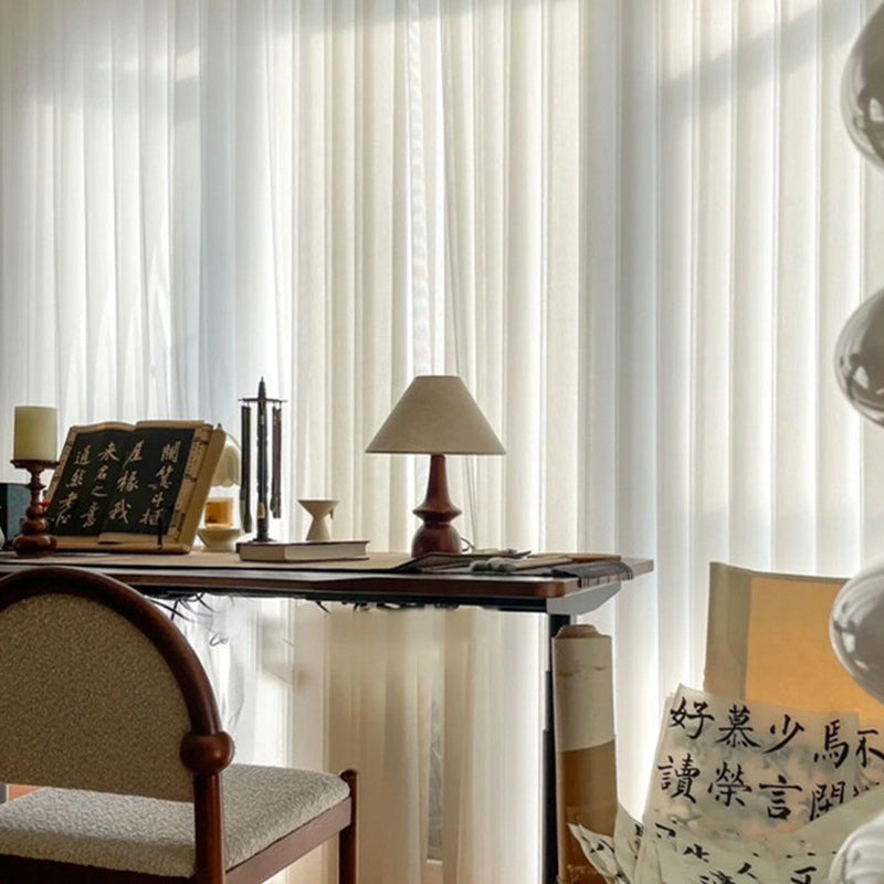Traditional Vintage Fabric Conical Shade Solid Wood Base 1-Light Table Lamp For Bedroom