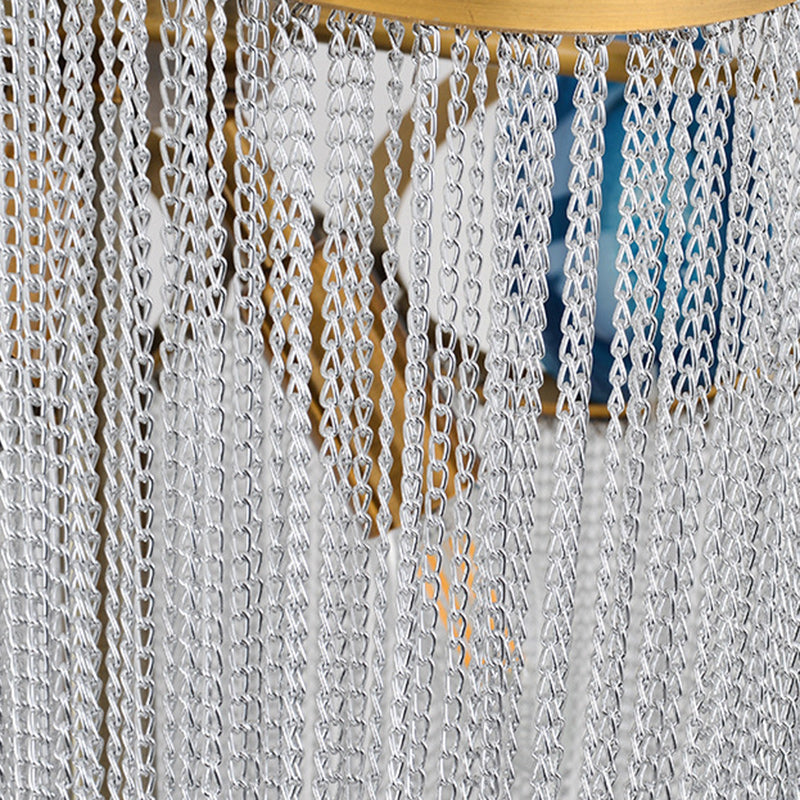 Contemporary Creative Round Agate Bead Aluminum Chain 3-Light Chandelier For Living Room