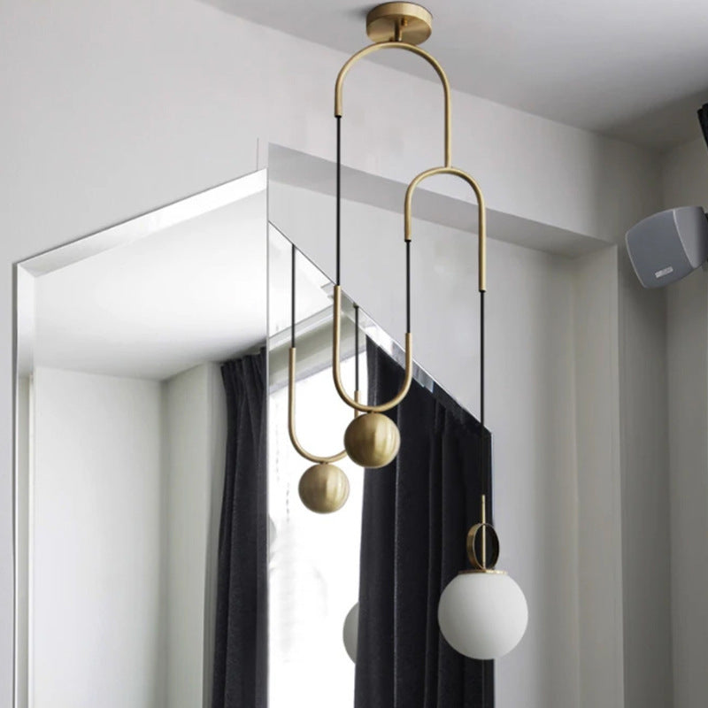 Contemporary Simplicity Hardware Adjustable Pulley-Designed Glass Orb Shade 1-Light Pendant Light For Living Room