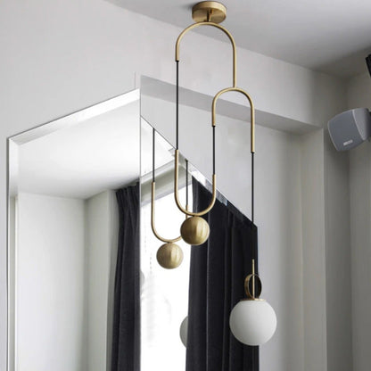 Contemporary Simplicity Hardware Adjustable Pulley-Designed Glass Orb Shade 1-Light Pendant Light For Living Room
