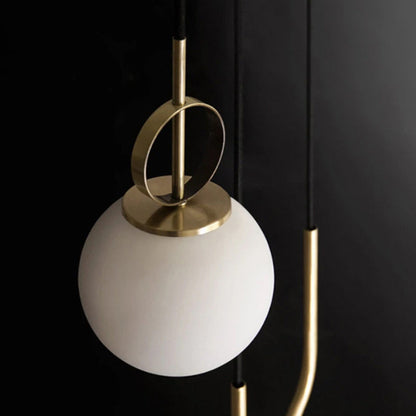 Contemporary Simplicity Hardware Adjustable Pulley-Designed Glass Orb Shade 1-Light Pendant Light For Living Room