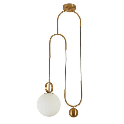 Contemporary Simplicity Hardware Adjustable Pulley-Designed Glass Orb Shade 1-Light Pendant Light For Living Room
