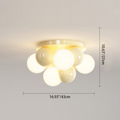 Contemporary Scandinavian Iron Magic Bean Glass Shade 1-Light Semi-Flush Mount Ceiling Light For Hallway