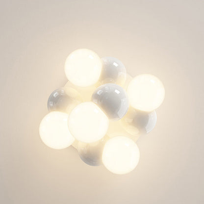 Contemporary Scandinavian Iron Magic Bean Glass Shade 1-Light Semi-Flush Mount Ceiling Light For Hallway