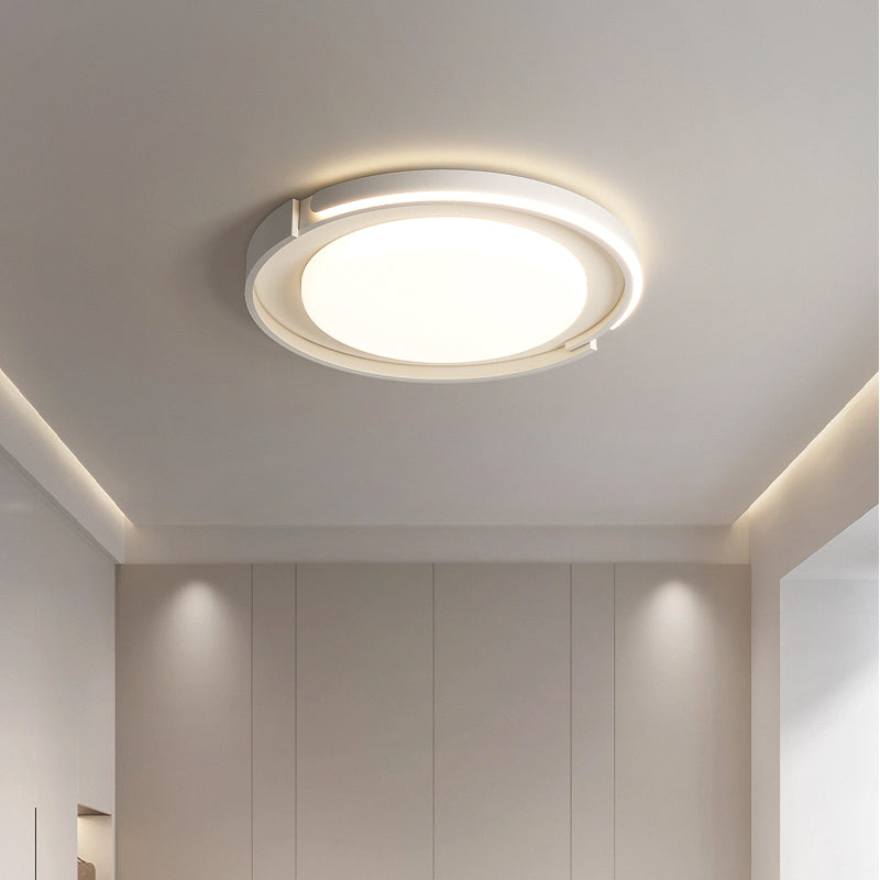 Modern Minimalist Iron Acrylic Round Shade LED Flush Mount Ceiling Light For Living Room