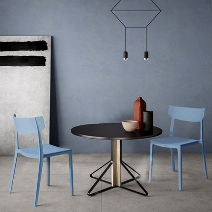 Contemporary Nordic Square Plastic Stackable Dining Chair Open Back For Dining Room