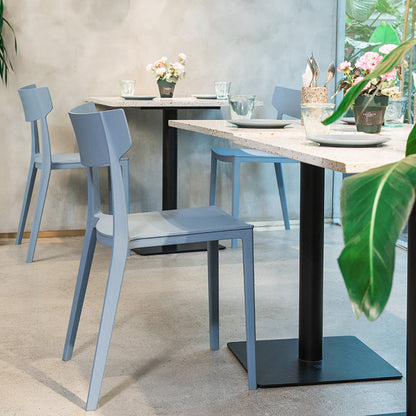 Contemporary Nordic Square Plastic Stackable Dining Chair Open Back For Dining Room