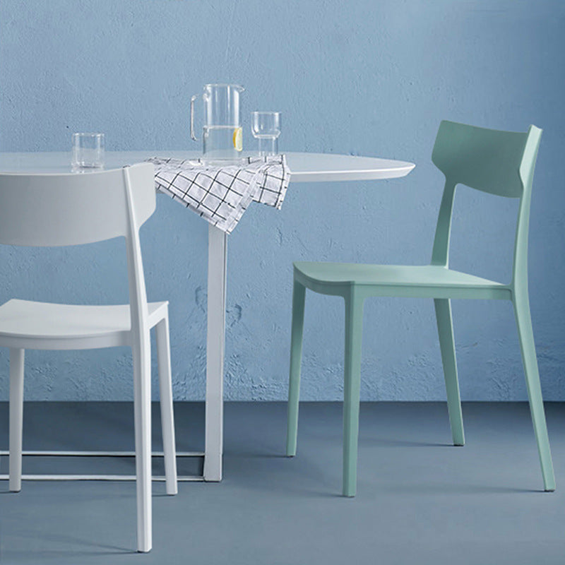 Contemporary Nordic Square Plastic Stackable Dining Chair Open Back For Dining Room