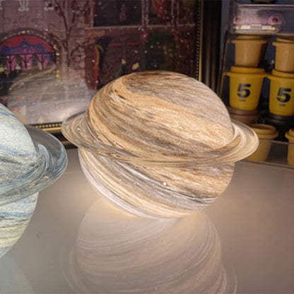Contemporary Creative Glass Ringed Planet LED Night Light Table Lamp For Bedroom