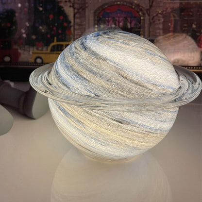 Contemporary Creative Glass Ringed Planet LED Night Light Table Lamp For Bedroom