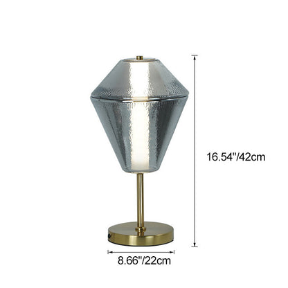 Contemporary Nordic Iron Geometric Cone-Stacked Water Ripple Glass LED Table Lamp For Bedroom