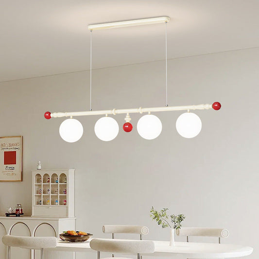 Contemporary Scandinavian Iron Acrylic Spherical Shade 3/4-Light Island Light Chandelier For Living Room