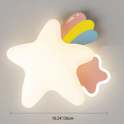 Contemporary Creative Star Moon PE Shade Iron LED Wall Sconce Lamp For Bedroom