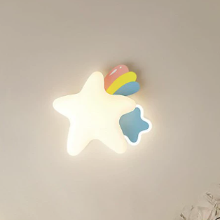 Contemporary Creative Star Moon PE Shade Iron LED Wall Sconce Lamp For Bedroom
