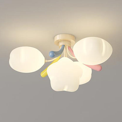 Contemporary Creative Pentagram PE Shade Iron LED Semi-Flush Mount Ceiling Light For Living Room