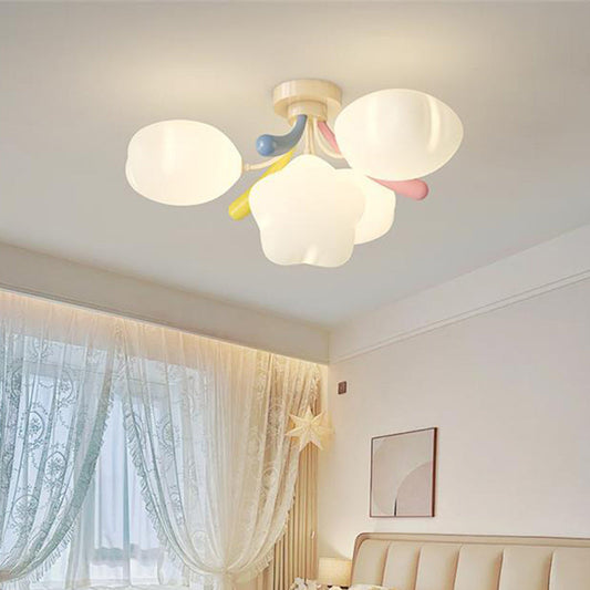 Contemporary Creative Pentagram PE Shade Iron LED Semi-Flush Mount Ceiling Light For Living Room