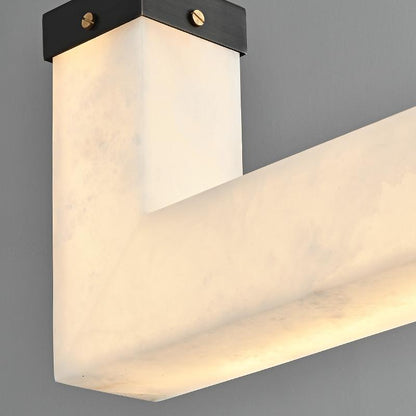مصباح جزيرة LED عصري بسيط من النحاس المستقيم مع ظلال رخامية لغرفة المعيشة 
