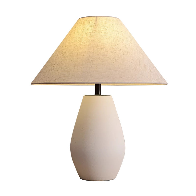 Traditional Vintage Fabric Tapered Shade Ceramic Bottle Base 1-Light Table Lamp For Bedroom