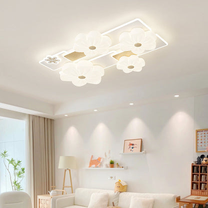مصباح سقف LED بتصميم مستطيل من مادة البولي إيثيلين على شكل زهرة بتصميم عصري لغرفة المعيشة
