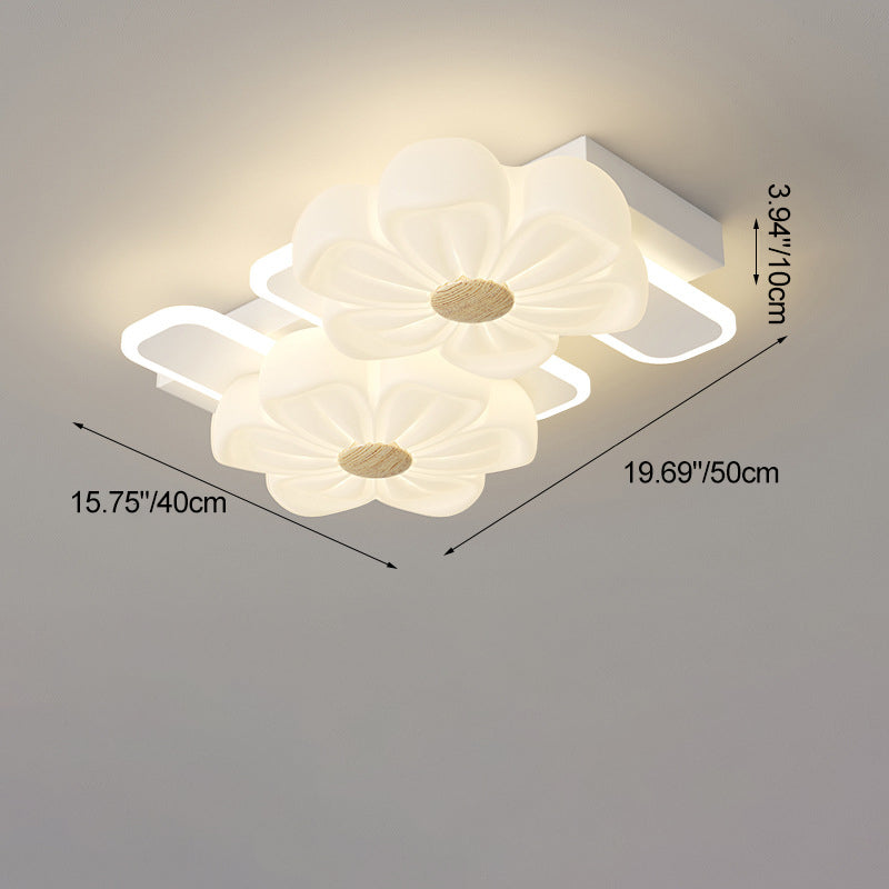 مصباح سقف LED بتصميم مستطيل من مادة البولي إيثيلين على شكل زهرة بتصميم عصري لغرفة المعيشة