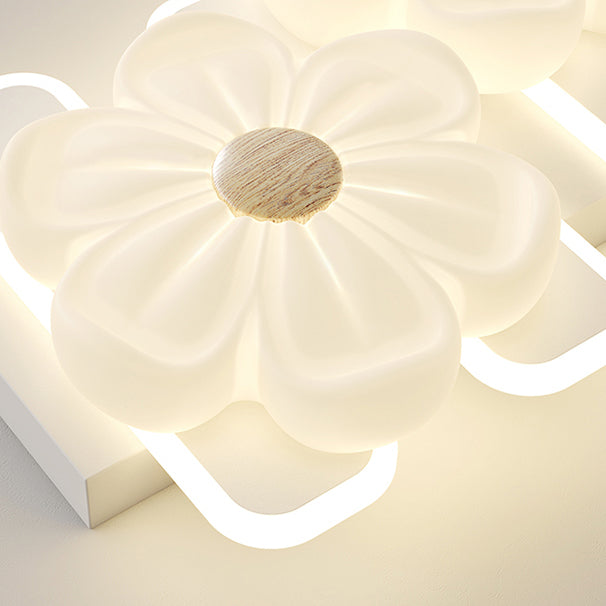 مصباح سقف LED بتصميم مستطيل من مادة البولي إيثيلين على شكل زهرة بتصميم عصري لغرفة المعيشة